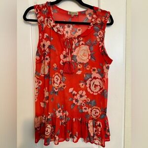 Democracy, red floral blouse. Size M